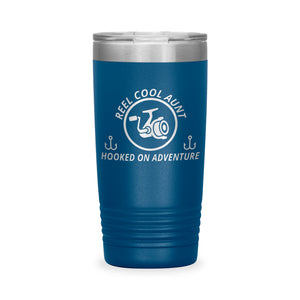 Reel Cool Aunt - Polar Camel 20oz engraved tumbler, front view, Blue