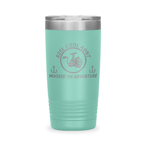 Reel Cool Aunt - Polar Camel 20oz engraved tumbler, front view, Teal