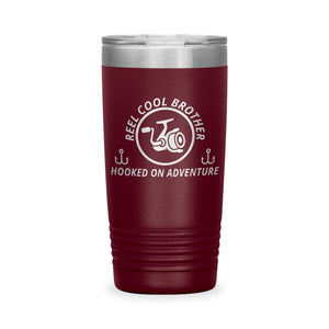 Reel Cool Brother - Polar Camel 20oz engraved tumbler, front view, Maroon