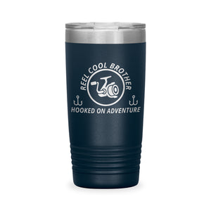 Reel Cool Brother - Polar Camel 20oz engraved tumbler, front view, Navy