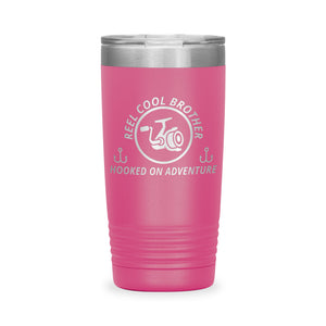 Reel Cool Brother - Polar Camel 20oz engraved tumbler, front view, Pink