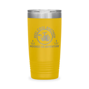 Reel Cool Brother - Polar Camel 20oz engraved tumbler, front view, Yellow