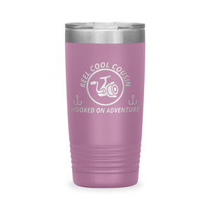 Reel Cool Cousin - Polar Camel 20oz engraved tumbler, front view, Light Purple