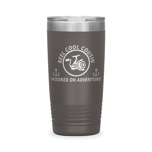 Reel Cool Cousin - Polar Camel 20oz engraved tumbler, front view, Pewter
