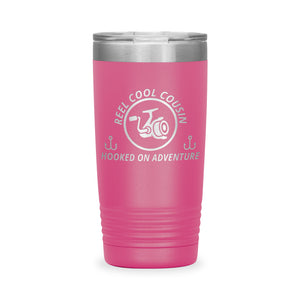 Reel Cool Cousin - Polar Camel 20oz engraved tumbler, front view, Pink