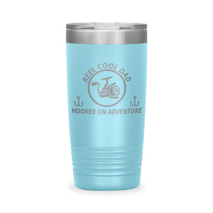 Reel Cool Dad - Polar Camel 20oz engraved tumbler, front view, Light Blue