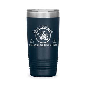 Reel Cool Dad - Polar Camel 20oz engraved tumbler, front view, Navy