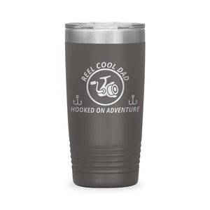 Reel Cool Dad - Polar Camel 20oz engraved tumbler, front view, Pewter