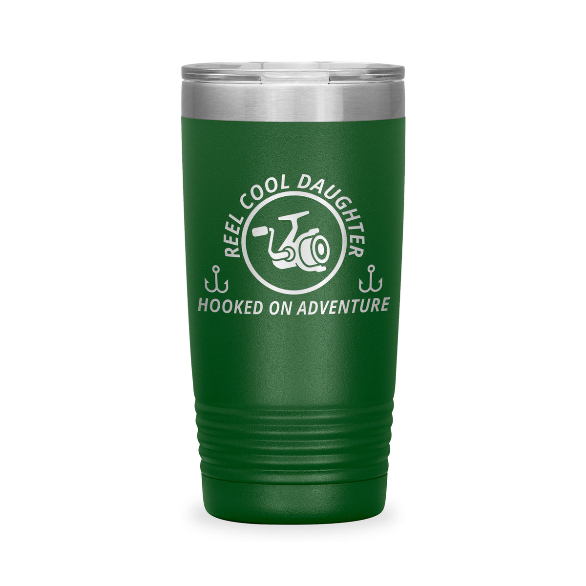 Reel Cool Daughter - Polar Camel 20oz engraved tumbler, front view, Green