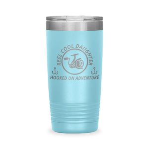 Reel Cool Daughter - Polar Camel 20oz engraved tumbler, front view, Light Blue