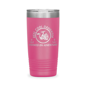 Reel Cool Daughter - Polar Camel 20oz engraved tumbler, front view, Pink