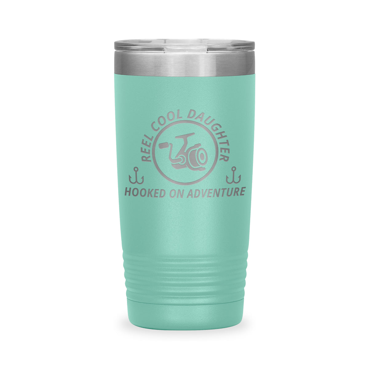 Reel Cool Daughter - Polar Camel 20oz engraved tumbler, front view, Teal