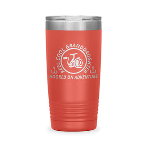 Reel Cool Granddaughter - Polar Camel 20oz engraved tumbler, front view, Coral
