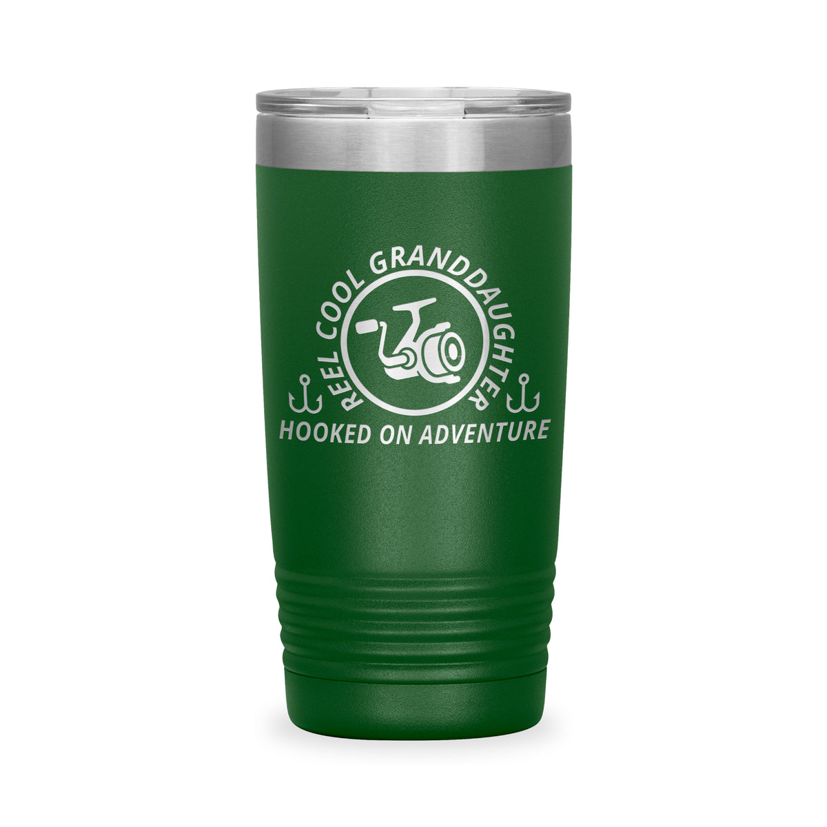 Reel Cool Granddaughter - Polar Camel 20oz engraved tumbler, front view, Green