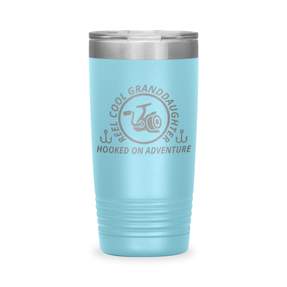 Reel Cool Granddaughter - Polar Camel 20oz engraved tumbler, front view, Light Blue