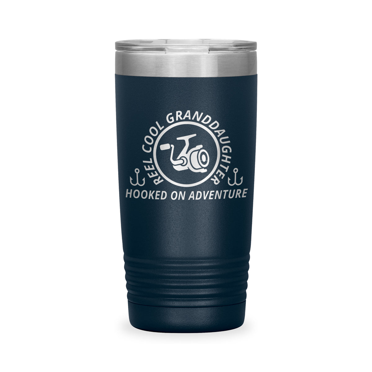Reel Cool Granddaughter - Polar Camel 20oz engraved tumbler, front view, Navy