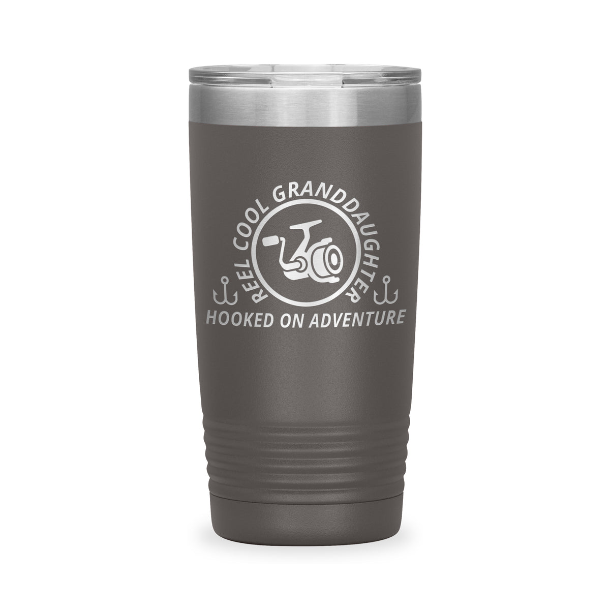 Reel Cool Granddaughter - Polar Camel 20oz engraved tumbler, front view, Pewter