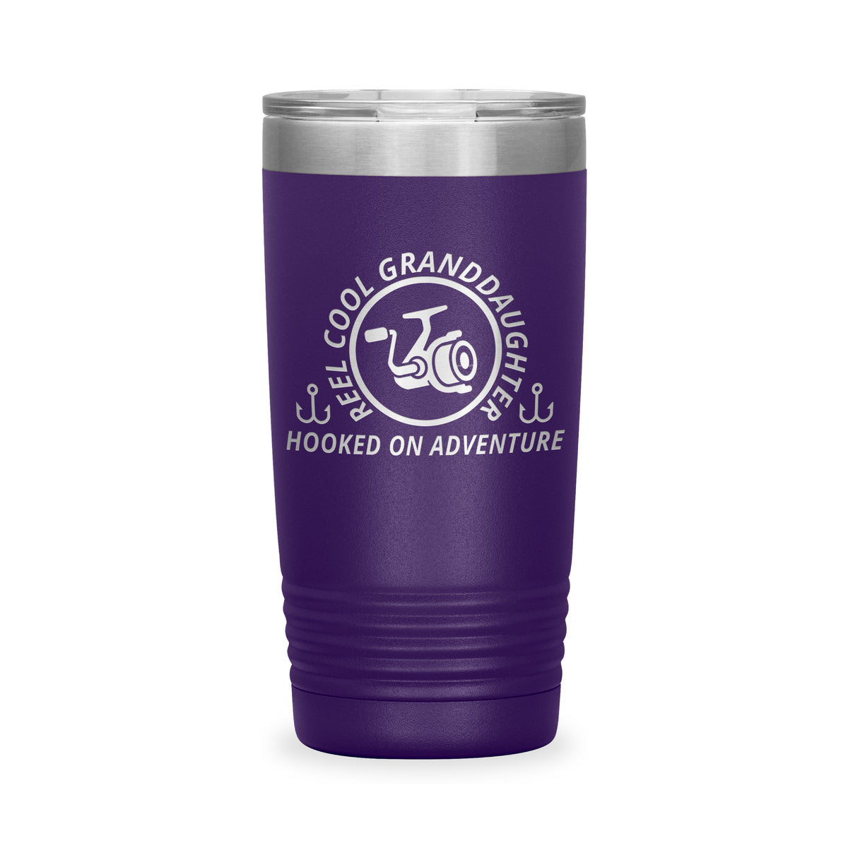 Reel Cool Granddaughter - Polar Camel 20oz engraved tumbler, front view, Purple