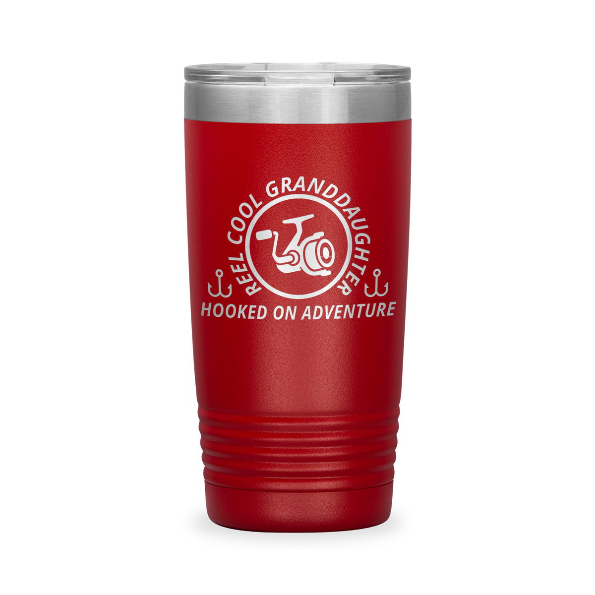 Reel Cool Granddaughter - Polar Camel 20oz engraved tumbler, front view, Red