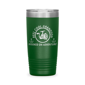 Reel Cool Grandson - Polar Camel 20oz engraved tumbler, front view, Green