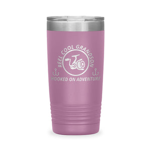 Reel Cool Grandson - Polar Camel 20oz engraved tumbler, front view, Light Purple