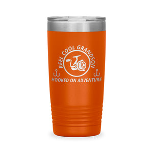 Reel Cool Grandson - Polar Camel 20oz engraved tumbler, front view, Orange