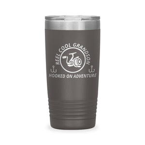 Reel Cool Grandson - Polar Camel 20oz engraved tumbler, front view, Pewter
