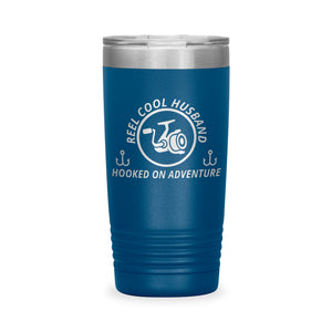 Reel Cool Husband - Polar Camel 20oz engraved tumbler, front view, Blue