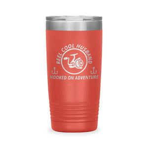 Reel Cool Husband - Polar Camel 20oz engraved tumbler, front view, Coral