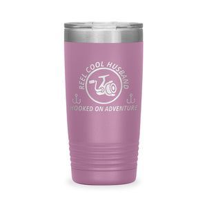 Reel Cool Husband - Polar Camel 20oz engraved tumbler, front view, Light Purple