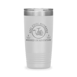 Reel Cool Husband - Polar Camel 20oz engraved tumbler, front view, White