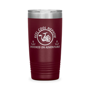 Reel Cool Nephew - Polar Camel 20oz engraved tumbler, front view, Maroon