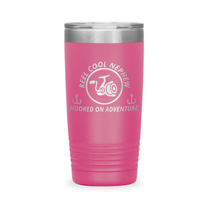 Reel Cool Nephew - Polar Camel 20oz engraved tumbler, front view, Pink
