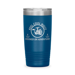 Reel Cool Niece - Polar Camel 20oz engraved tumbler, front view, Blue