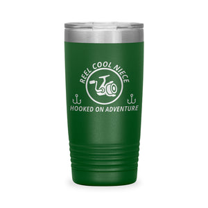 Reel Cool Niece - Polar Camel 20oz engraved tumbler, front view, Green