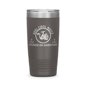 Reel Cool Niece - Polar Camel 20oz engraved tumbler, front view, Pewter