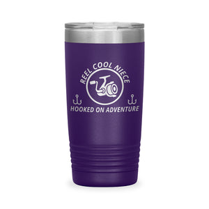 Reel Cool Niece - Polar Camel 20oz engraved tumbler, front view, Purple