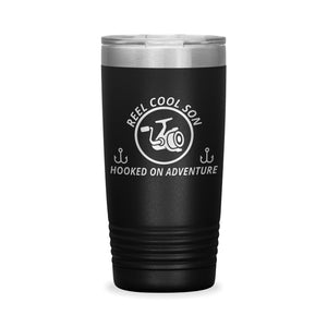 Reel Cool Son - Polar Camel 20oz engraved tumbler, front view, Black