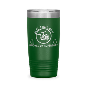 Reel Cool Son - Polar Camel 20oz engraved tumbler, front view, Green