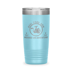 Reel Cool Son - Polar Camel 20oz engraved tumbler, front view, Light Blue