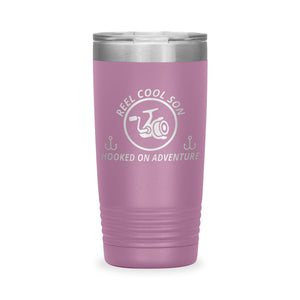 Reel Cool Son - Polar Camel 20oz engraved tumbler, front view, Light Purple