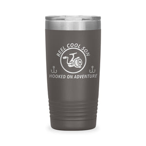 Reel Cool Son - Polar Camel 20oz engraved tumbler, front view, Pewter