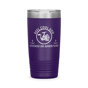 Reel Cool Son - Polar Camel 20oz engraved tumbler, front view, Purple