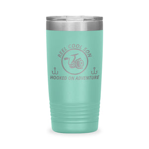 Reel Cool Son - Polar Camel 20oz engraved tumbler, front view, Teal