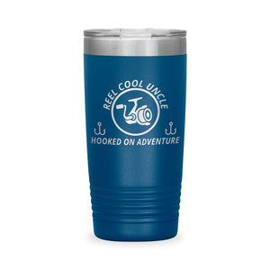 Reel Cool Uncle - Polar Camel 20oz engraved tumbler, front view, Blue