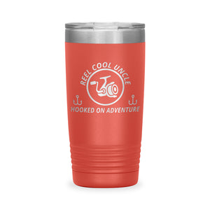 Reel Cool Uncle - Polar Camel 20oz engraved tumbler, front view, Coral