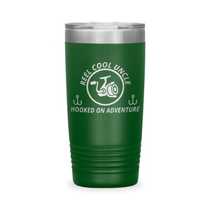 Reel Cool Uncle - Polar Camel 20oz engraved tumbler, front view, Green