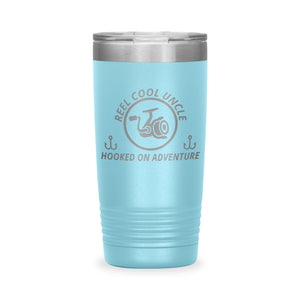Reel Cool Uncle - Polar Camel 20oz engraved tumbler, front view, Light Blue