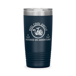 Reel Cool Uncle - Polar Camel 20oz engraved tumbler, front view, Navy