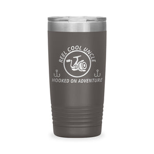 Reel Cool Uncle - Polar Camel 20oz engraved tumbler, front view, Pewter